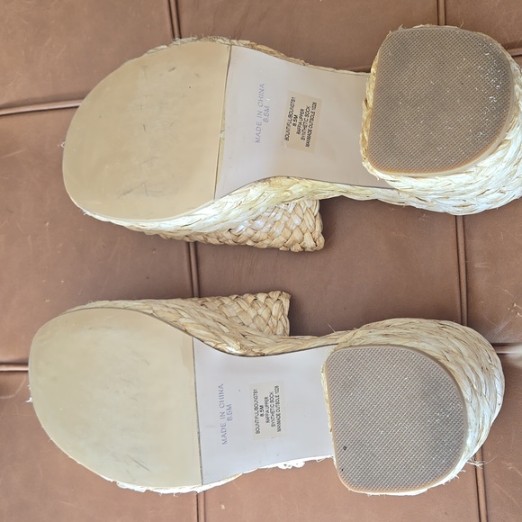 STEVE MADDEN RAFFIA PLATFORM SLIDE SANDALS - Picture 5 of 6